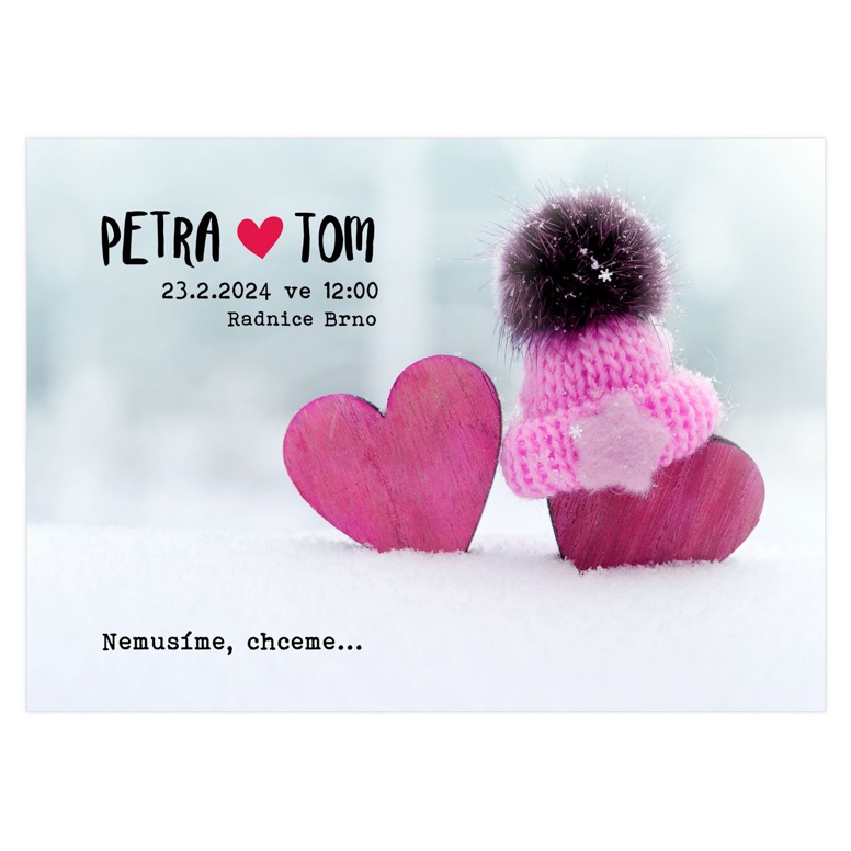 Svatební oznámení 267 - Srdce s čepicí