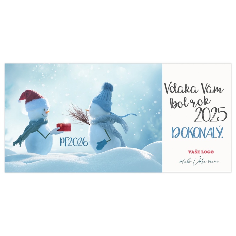 Novoročenka 435 - Dva snehuliaci si dávajú vianočný darček