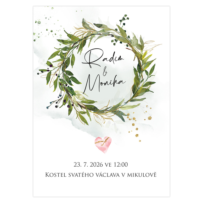 Svadobné oznámenie 259 – Lístočky v boho štýle