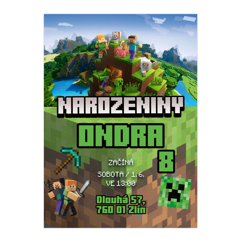 Narozeninová pozvánka 68 - Minecraft 1