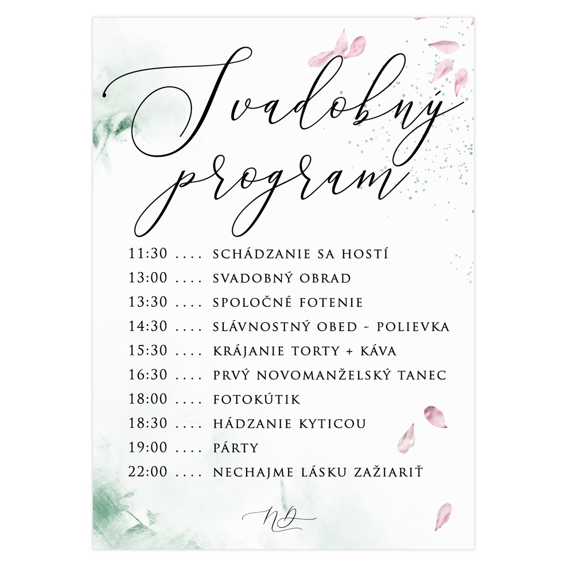 Svadobný harmonogram 340