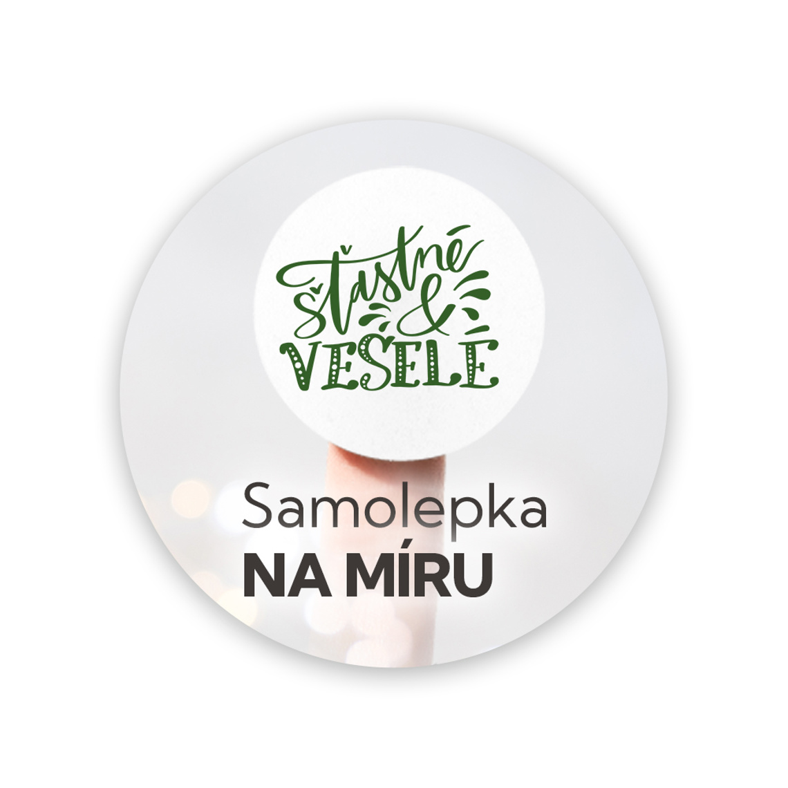 Vánoční kulatá samolepka na míru