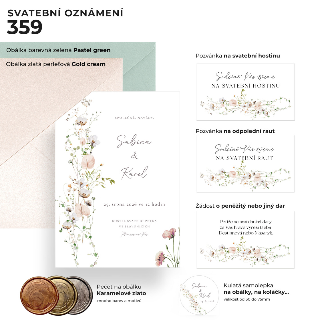 Svadobné oznámenie 359 – Kvetinová neha