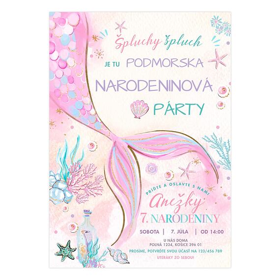 Narodeninová pozvánka 65 - Víla v podmorskom svete