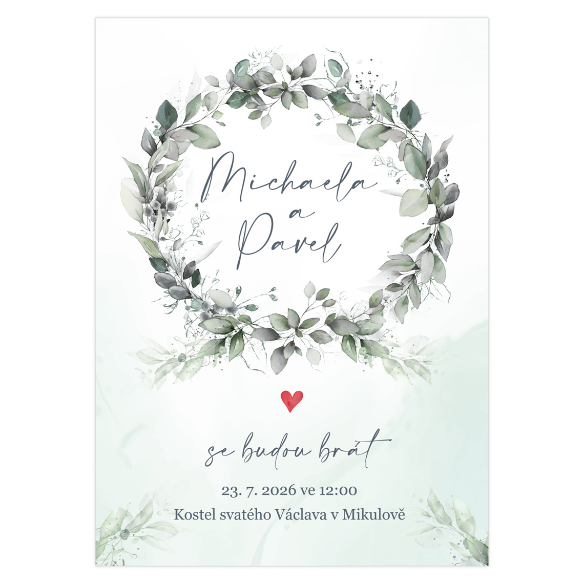 Svadobné oznámenie 253 – Zelené lístky v BOHO štýle